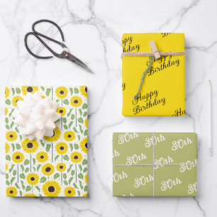Sommersonnenblumen Blumenkoordiniert Geschenkpapier Set