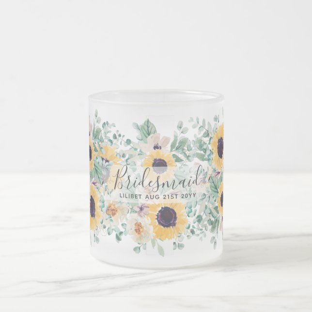 Sommersonnenblumen Eukalyptus Grüne Hochzeit Mattglastasse (Mittel)