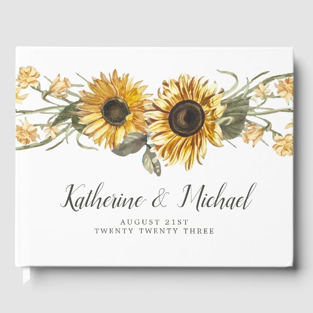 Sommersonnenblumen Hochzeit Gästebuch (Vorderseite)