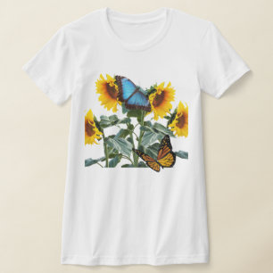 Sommersonnenblumen und Schmetterlingsgarten T-Shirt