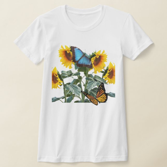 Sommersonnenblumen und Schmetterlingsgarten T-Shirt (Ablage )