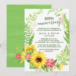 Sommersonnenblumenkranz 50. Hochzeitstag Einladung