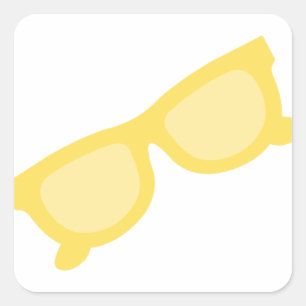 Sommersonnenbrille Gelb Hipster Brille Quadratischer Aufkleber
