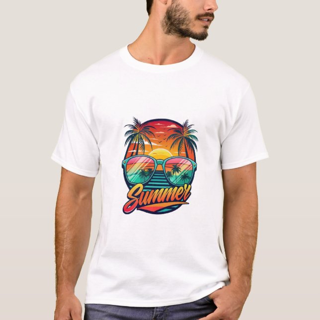 Sommersonnenbrille T - Shirt - Tropischer Sonnenun (Vorderseite)