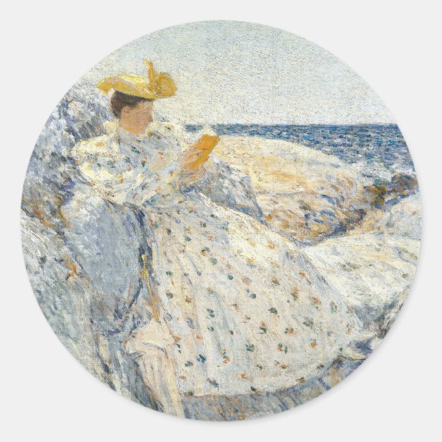 Sommersonnenlicht | Childe Hassam Runder Aufkleber (Vorderseite)