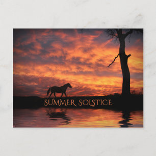 Sommersonnenwende Litha Pferd und Sonnenaufgang Postkarte