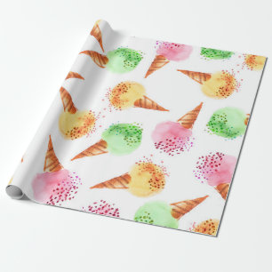 Sommersortiertes Eisdessert Farbe Aquarell Geschenkpapier