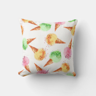 Sommersortiertes Eisdessert Farbe Aquarell Kissen