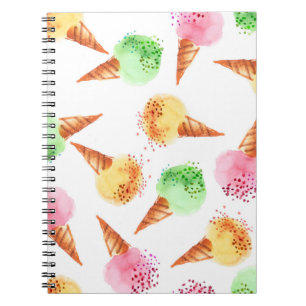 Sommersortiertes Eisdessert Farbe Aquarell Notizblock