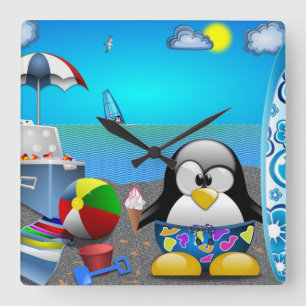 SOMMERSPASS AM STRAND QUADRATISCHE WANDUHR