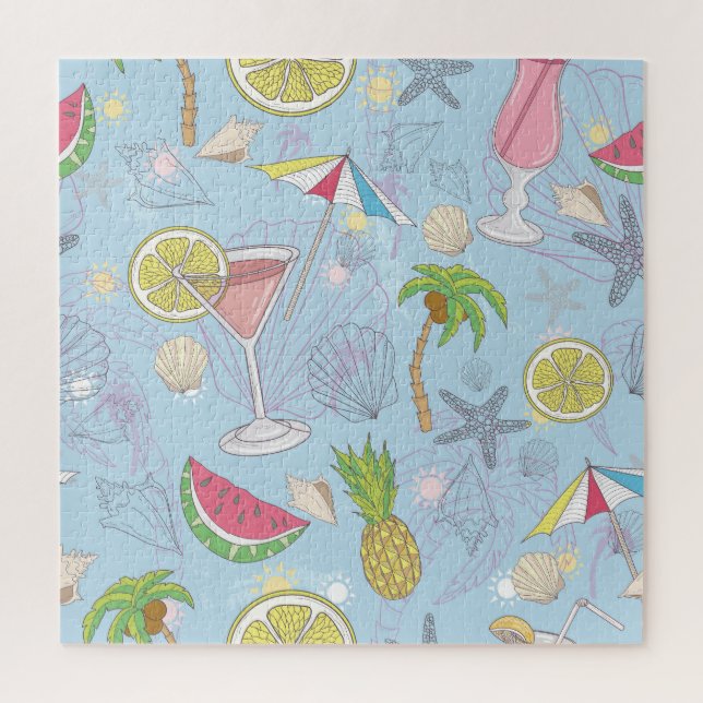 Sommerspass, Cocktail Nahtloses Muster. (Vertikal)