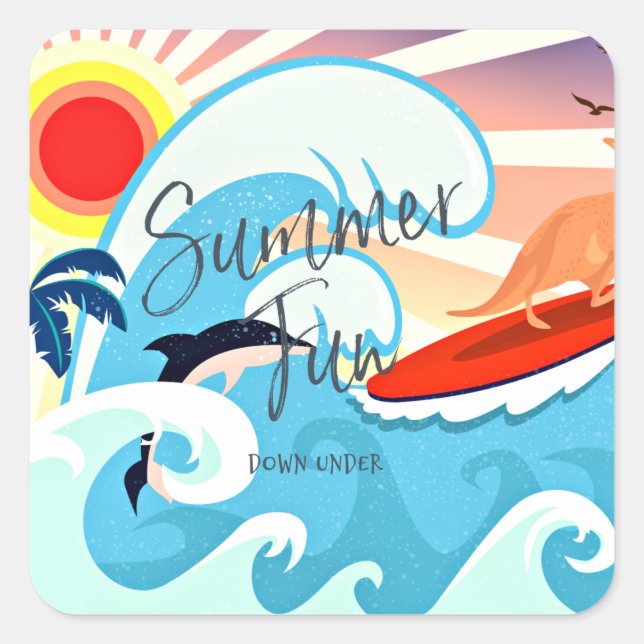 Sommerspass, Down Under, Australien, Quadratischer Aufkleber (Vorderseite)
