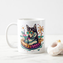 Sommerspass mit Niedlichem Coolen Husky Dog im Poo