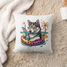 Sommerspass mit Niedlichem Coolen Husky Dog im Poo