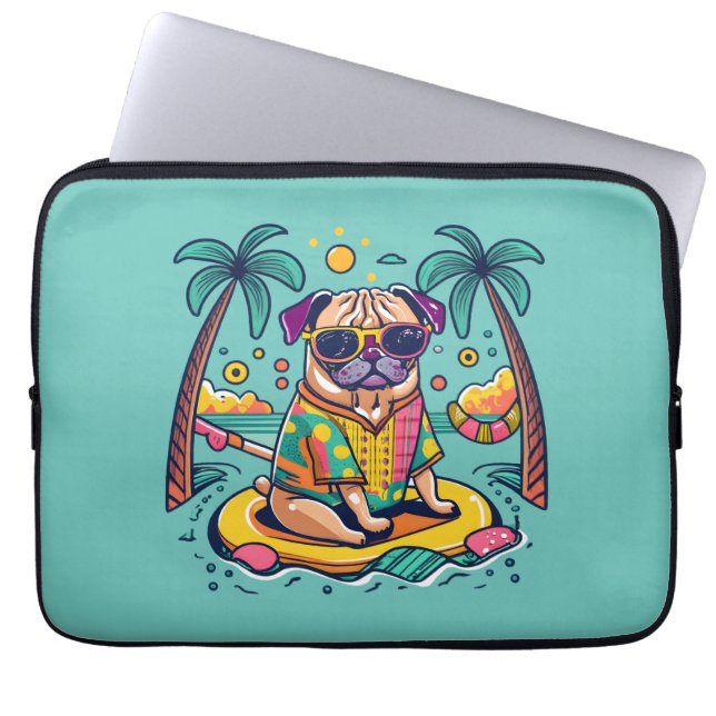 Sommerspass mit Niedlichem Mops Dog im Pool Laptopschutzhülle (Vorderseite)