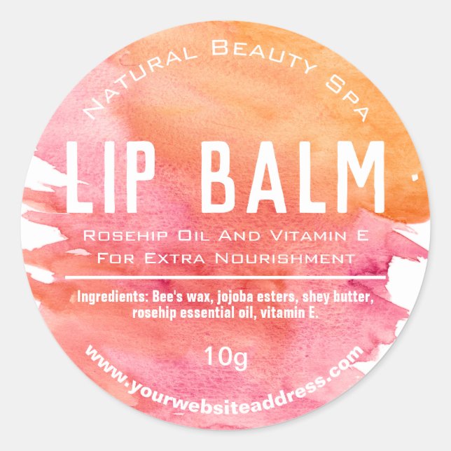 Sommerspass Rosa Orange Lip Pot Labels Runder Aufkleber (Vorderseite)