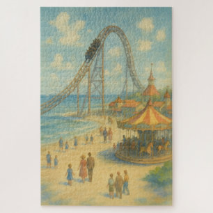 Sommerspaß Wasserfarbe Strand Vergnügungspark