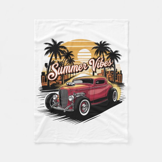 Sommerstimmung Oldtimer Fleecedecke (Vorderseite)