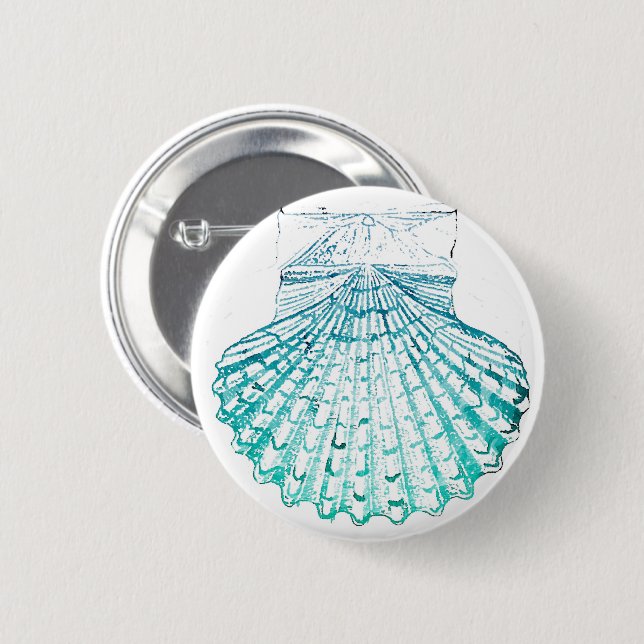 Sommerstrand aquamarin blaues Aquarell Meerjungfra Button (Vorne & Hinten)