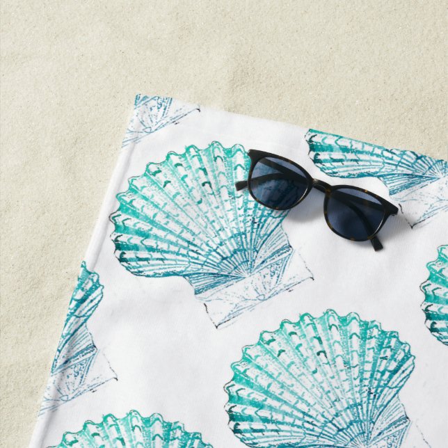 Sommerstrand aquamarin blaues Aquarell Meerjungfra Strandtuch (Beispiel)