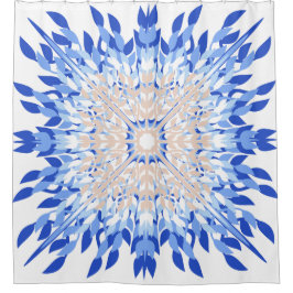 Sommerstrand blau rosa beigefarbene Blumen Duschvorhang