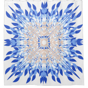 Sommerstrand blau rosa beigefarbene Blumen Duschvorhang