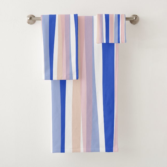 Sommerstrand blau rosa Streifen Badhandtuch Set (Insitu)
