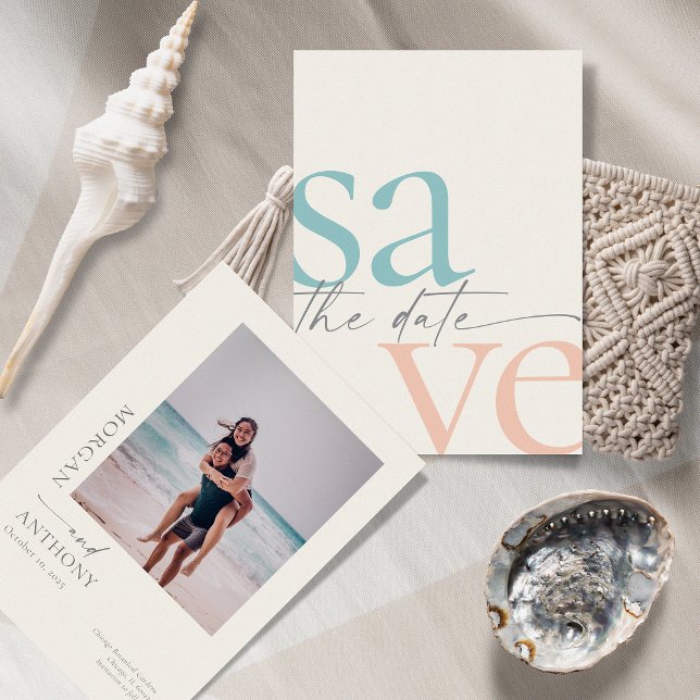 Sommerstrand Einfache Foto Save The Date (Von Creator hochgeladen)