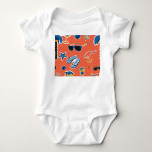 Sommerstrand: Entspannung im nahtlosen Muster. Baby Strampler