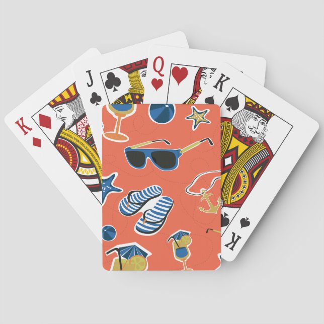 Sommerstrand: Entspannung im nahtlosen Muster. Spielkarten (Rückseite)