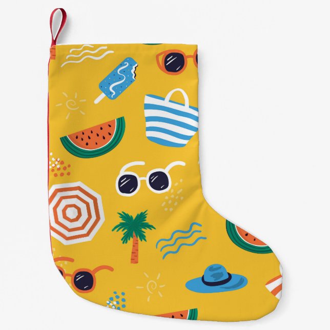 Sommerstrand: farbenfrohe, nahtlose Muster Kleiner Weihnachtsstrumpf (Vorderseite)