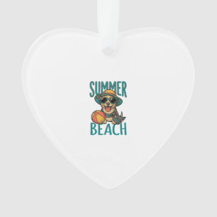 Sommerstrand-Hund-Vintage-Sonnenbrille-Shirt-Desig Ornament