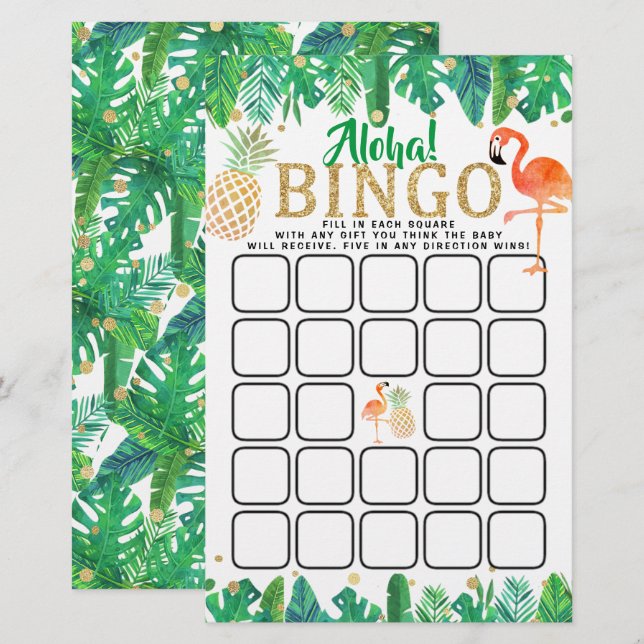 SOMMERSTRAND Luau Boys Babydusche Bingo (Vorne/Hinten)