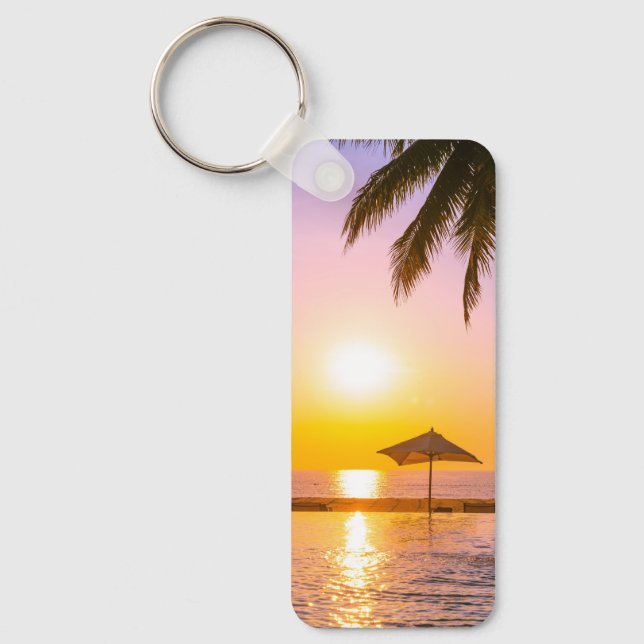 Sommerstrand mit Meer Schlüsselanhänger (Vorderseite)