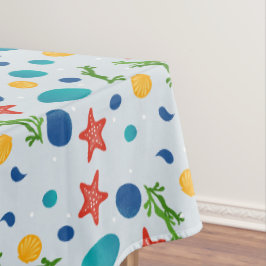 Sommerstrand mit Seestern, Muscheln und Kies Tischdecke