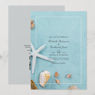 Sommerstrand QR-Code RSVP Hochzeit Einladung