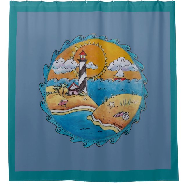 Sommerstrand Spaß an der sonnigen Küste Duschvorhang (Vorderseite)