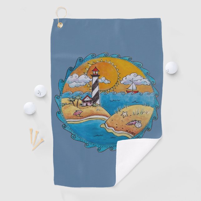 Sommerstrand Spaß an der sonnigen Küste Golfhandtuch (Insitu)