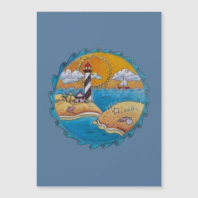 Sommerstrand Spaß an der sonnigen Küste Magnetkarte (Vorderseite)