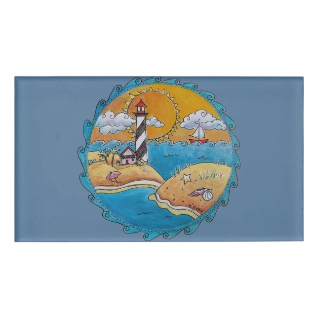 Sommerstrand Spaß an der sonnigen Küste Namenschild (Vorderseite)