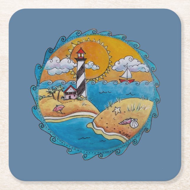 Sommerstrand Spaß an der sonnigen Küste Rechteckiger Pappuntersetzer (Vorderseite)