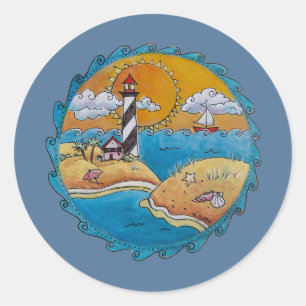 Sommerstrand Spaß an der sonnigen Küste Runder Aufkleber