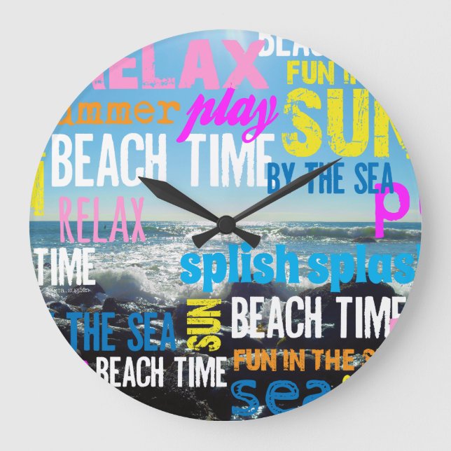 Sommerstrand-Spaß Große Wanduhr (Vorderseite)