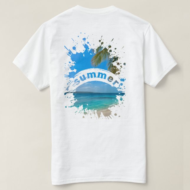Sommerstrand-Splash-Illustration T-Shirt (Design Rückseite)