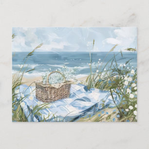 Sommerstrand Szene Küstenkunst Postkarte