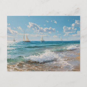 Sommerstrand Szene Küstenkunst Postkarte