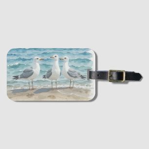 Sommerstrand Szene Ozean Strand Wasser Möwen Gepäckanhänger