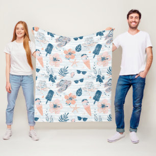 Sommerstrand Tropisches Blau Korallen Gestreift Fleecedecke