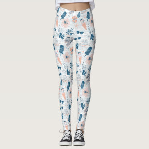 Sommerstrand Tropisches Blau Korallen Gestreift Leggings