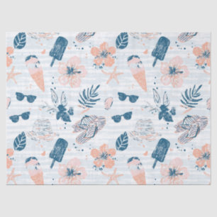 Sommerstrand Tropisches Blau Korallen Gestreift Seidenpapier